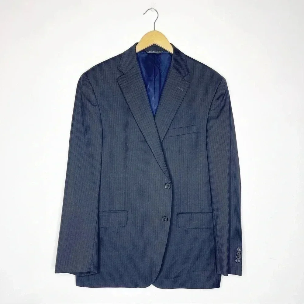 Jack Victor Elite Pinstripe Mens Blazer Sport Jacket Size 46 R Wool Norway